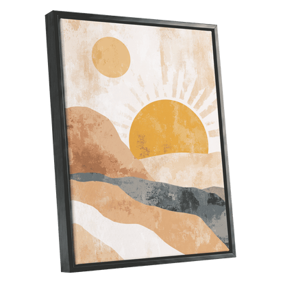 Golden Sun River – black framed canvas option
