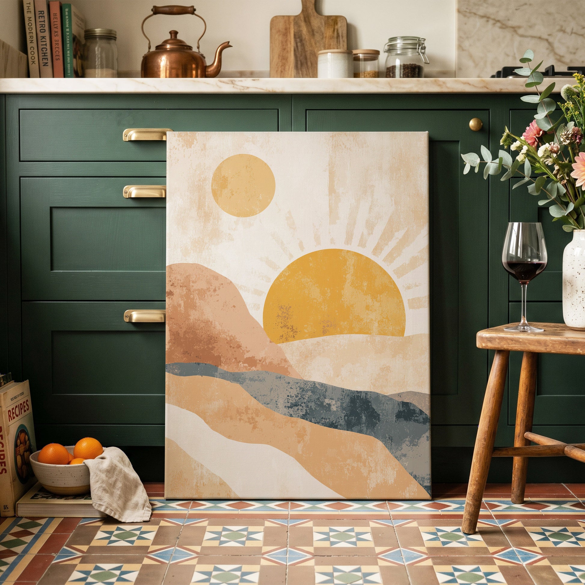 Golden Sun River – canvas wall art in a styled interior, gallery view 1
