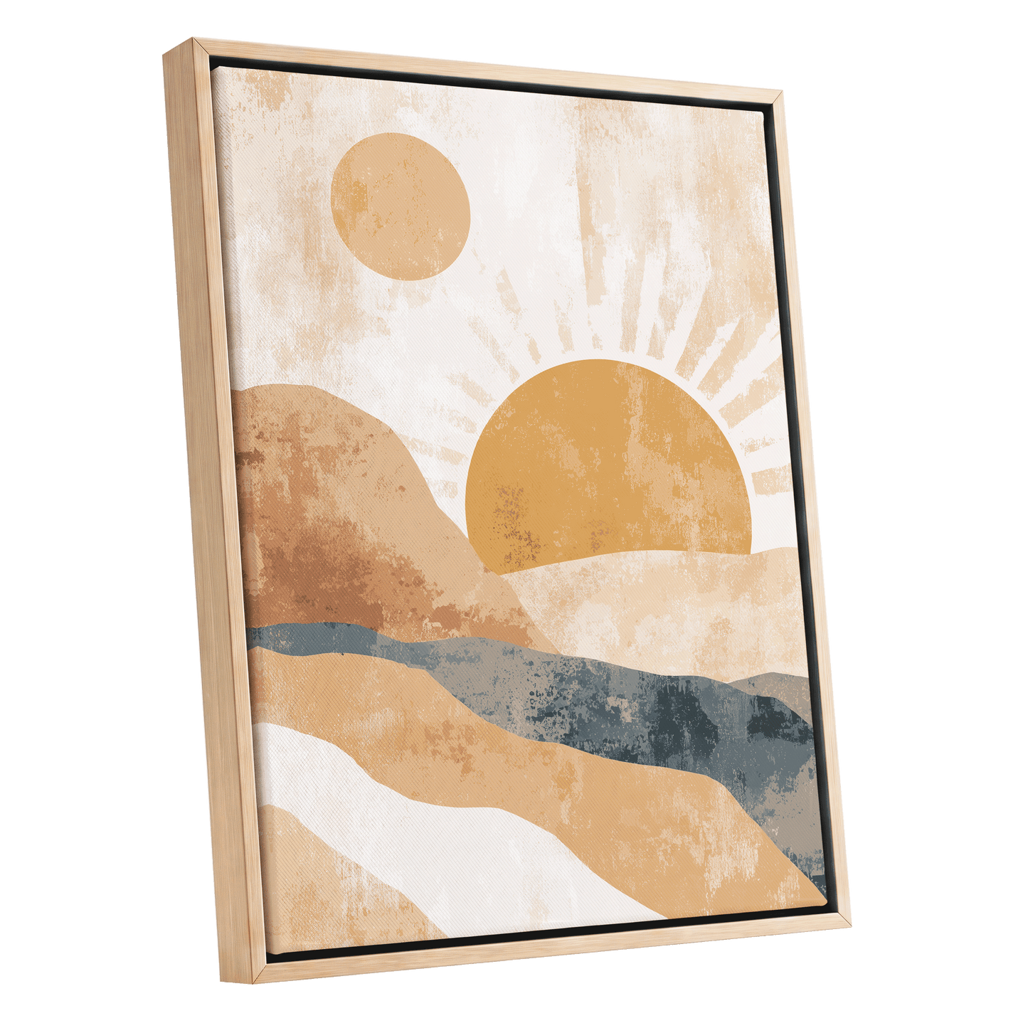 Golden Sun River – oak framed canvas option