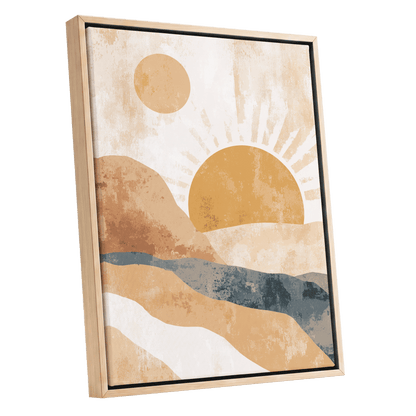 Golden Sun River – oak framed canvas option