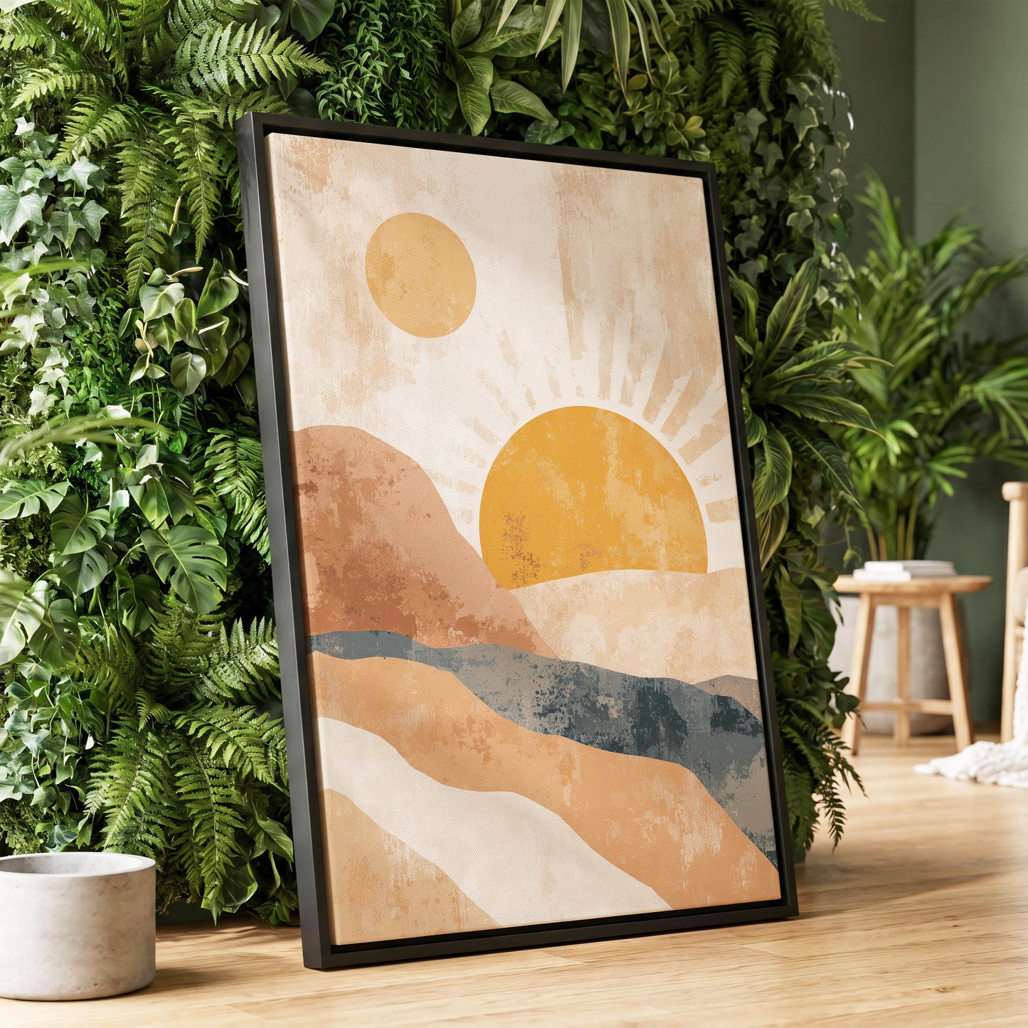Golden Sun River – wall art displayed in a styled interior, gallery view 1