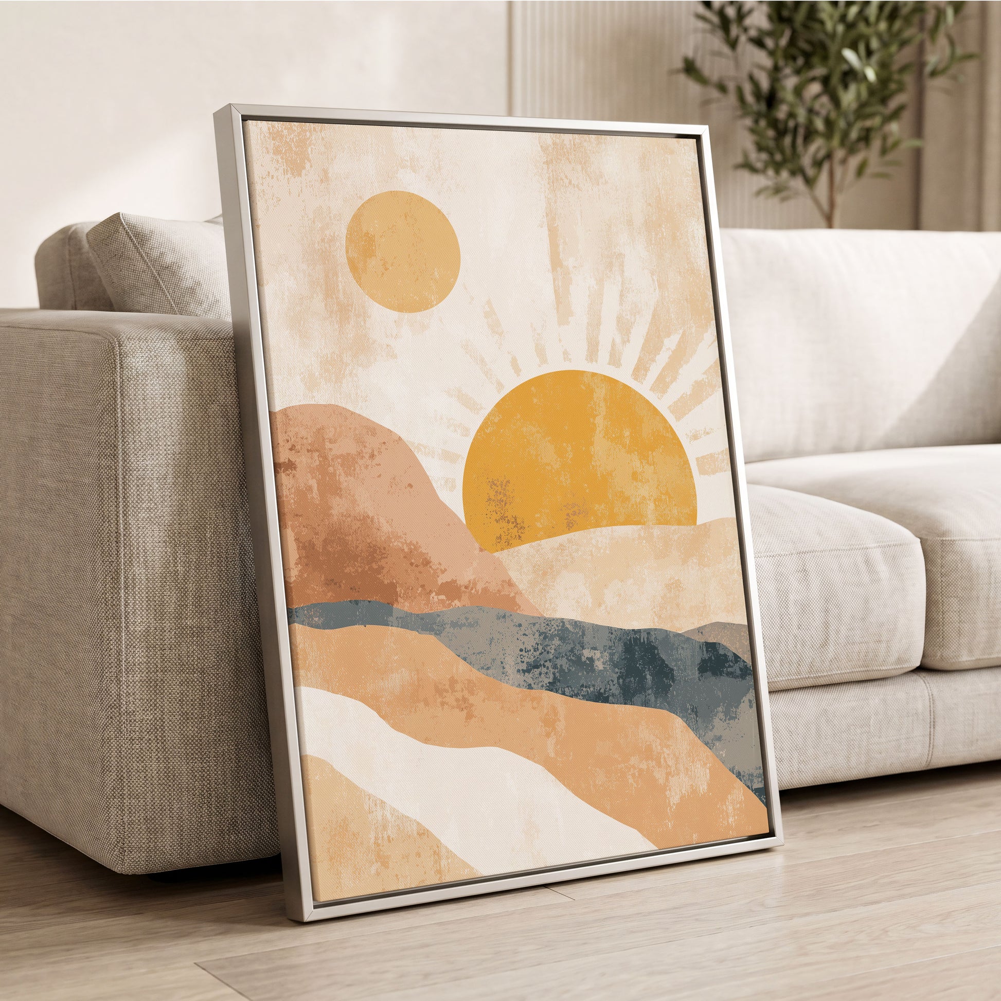 Golden Sun River – wall art displayed in a styled interior, gallery view 2