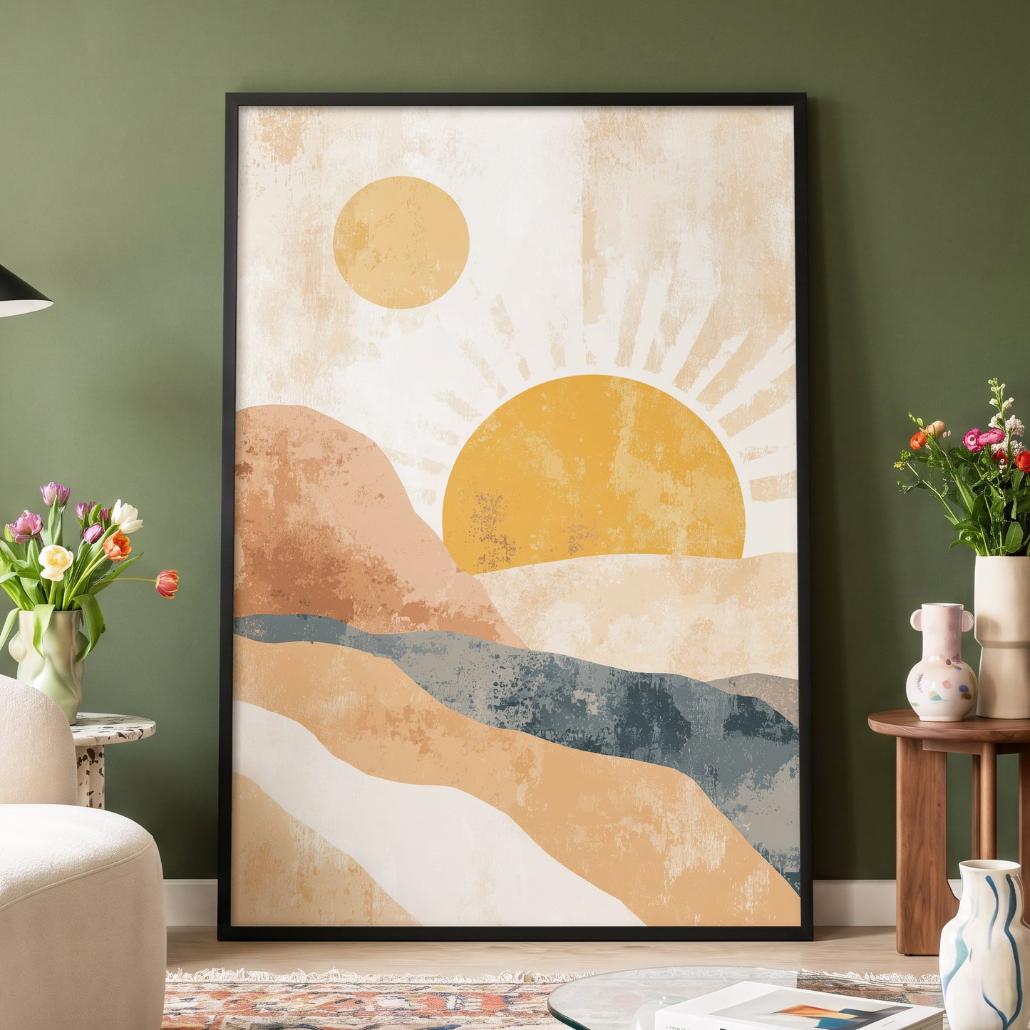 Golden Sun River – wall art displayed in a styled interior, gallery view 4