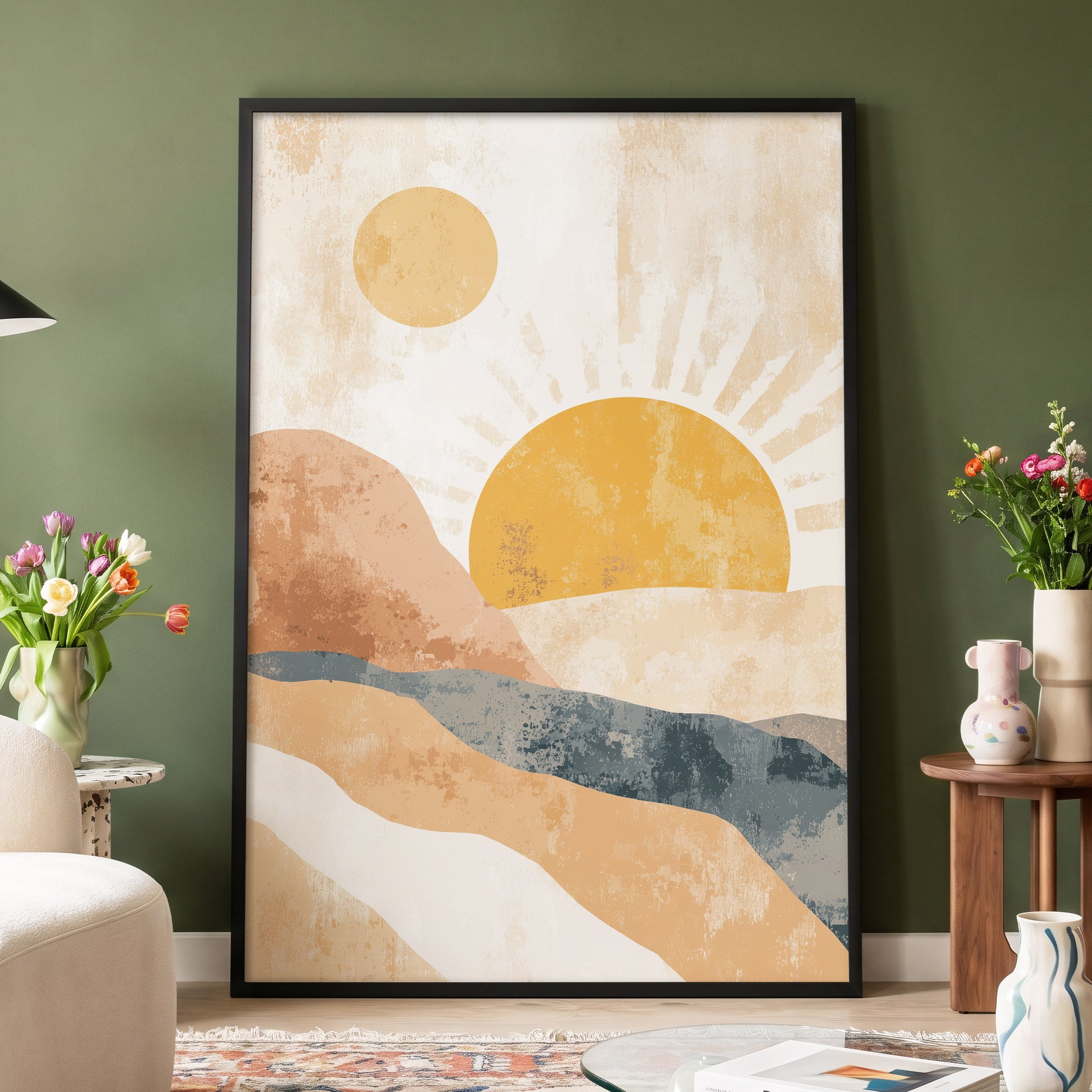 Golden Sun River – wall art displayed in a styled interior, gallery view 4