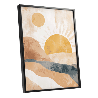 Golden Sun River – black framed poster option