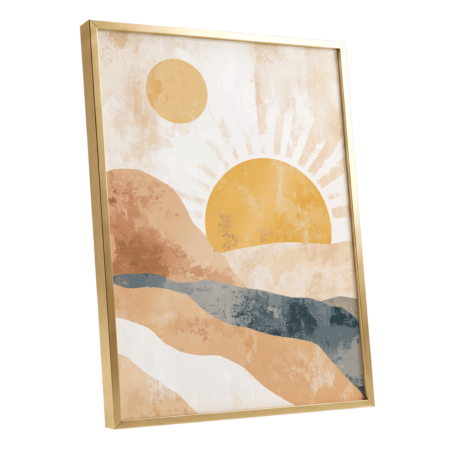 Golden Sun River – gold framed poster option