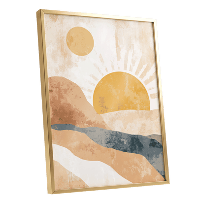 Golden Sun River – gold framed poster option