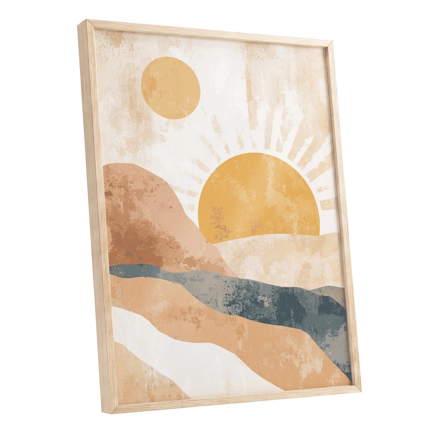 Golden Sun River – oak framed poster option
