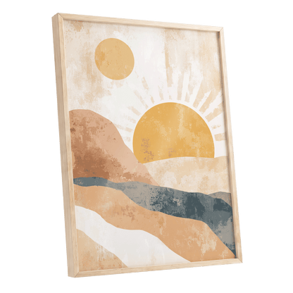 Golden Sun River – oak framed poster option