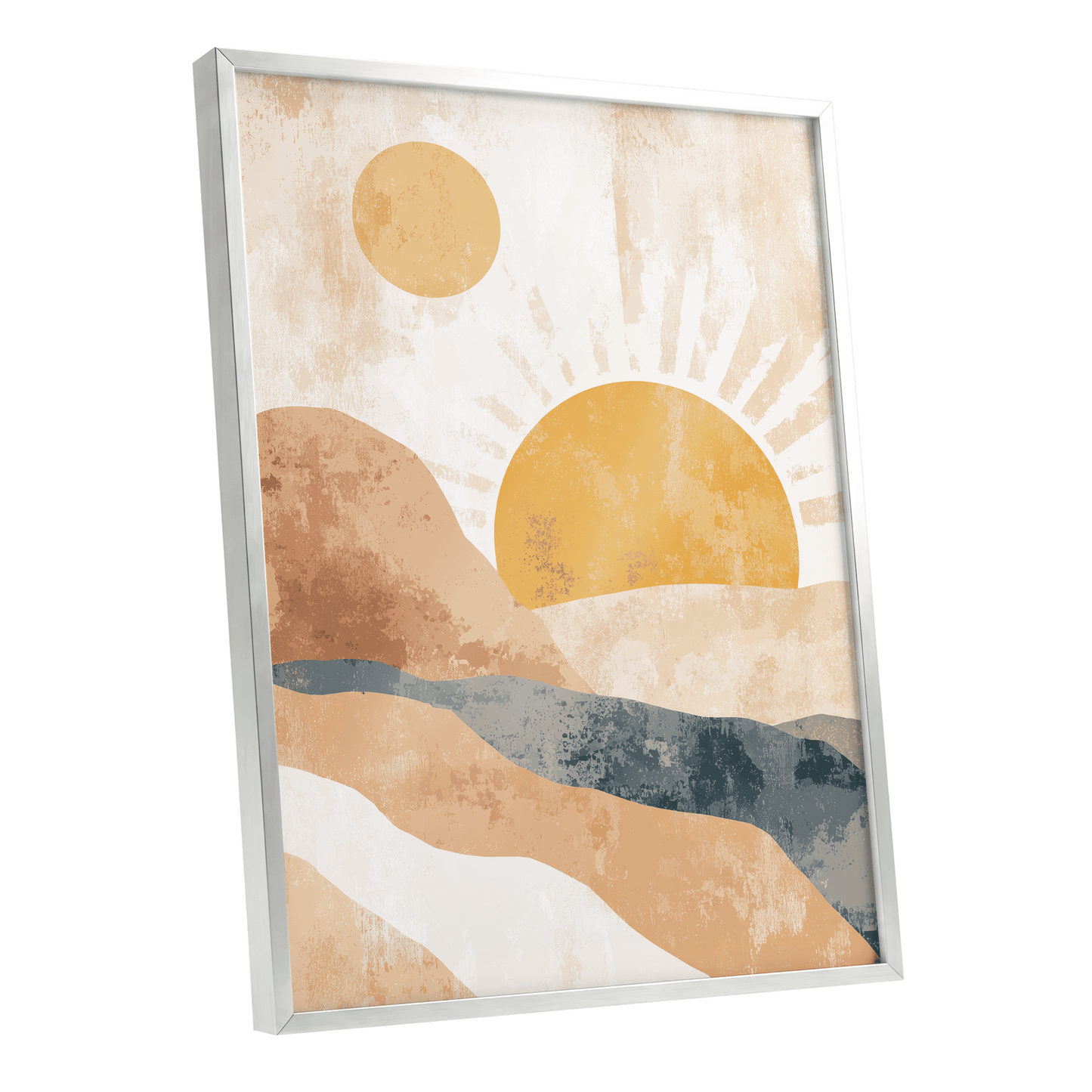 Golden Sun River – silver framed poster option