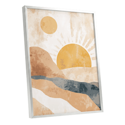 Golden Sun River – silver framed poster option
