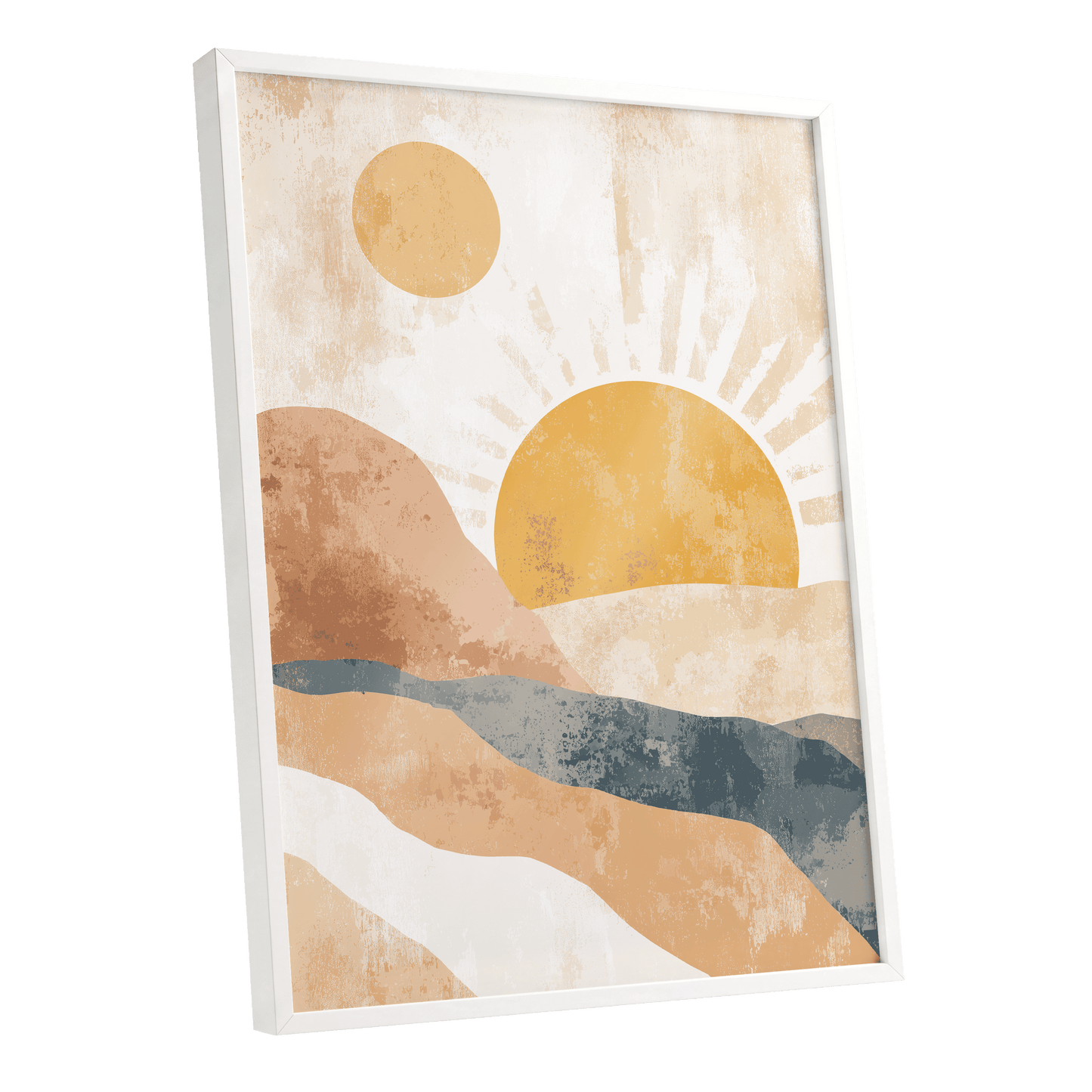 Golden Sun River – white framed poster option