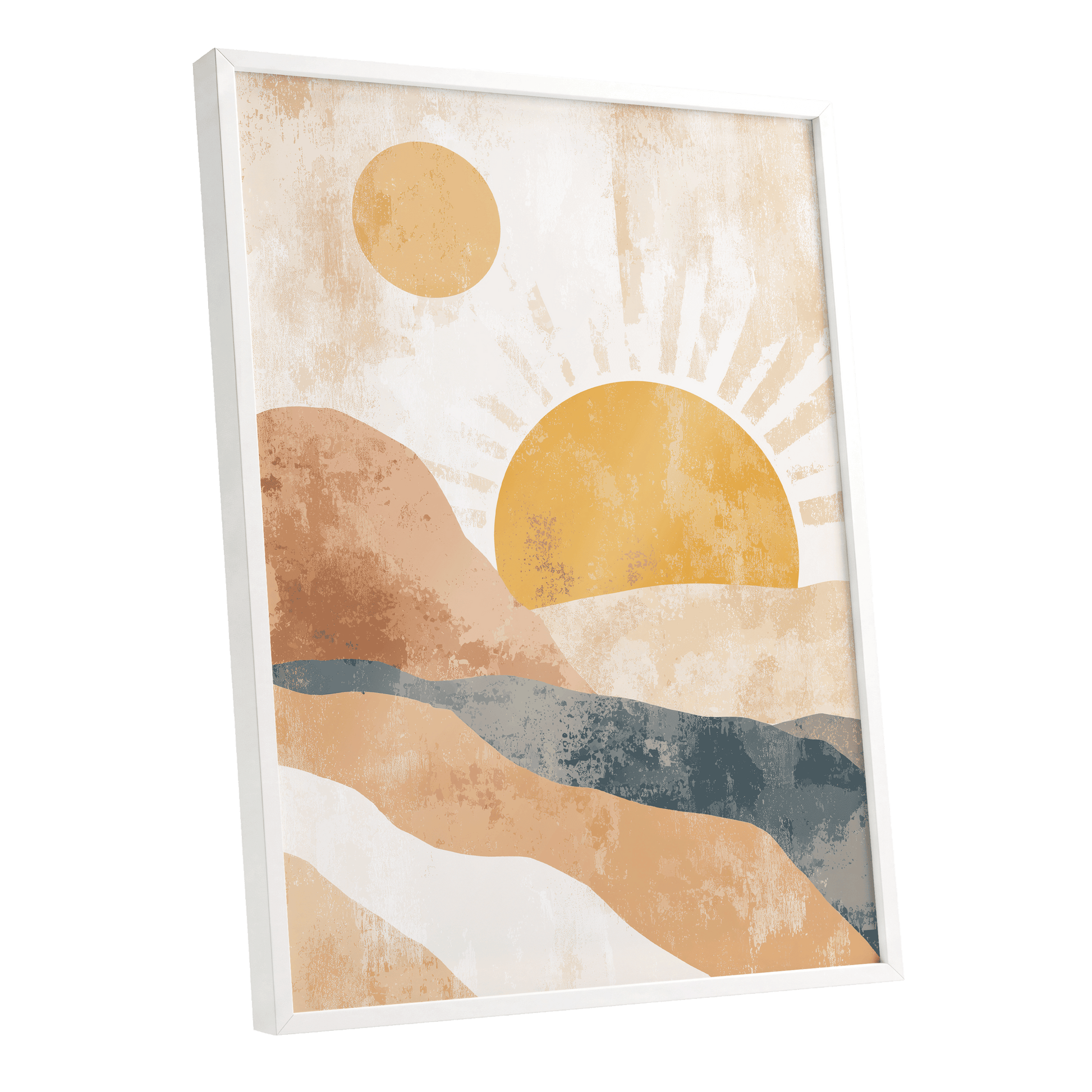 Golden Sun River – white framed poster option