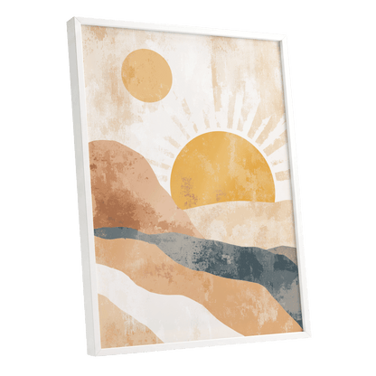 Golden Sun River – white framed poster option