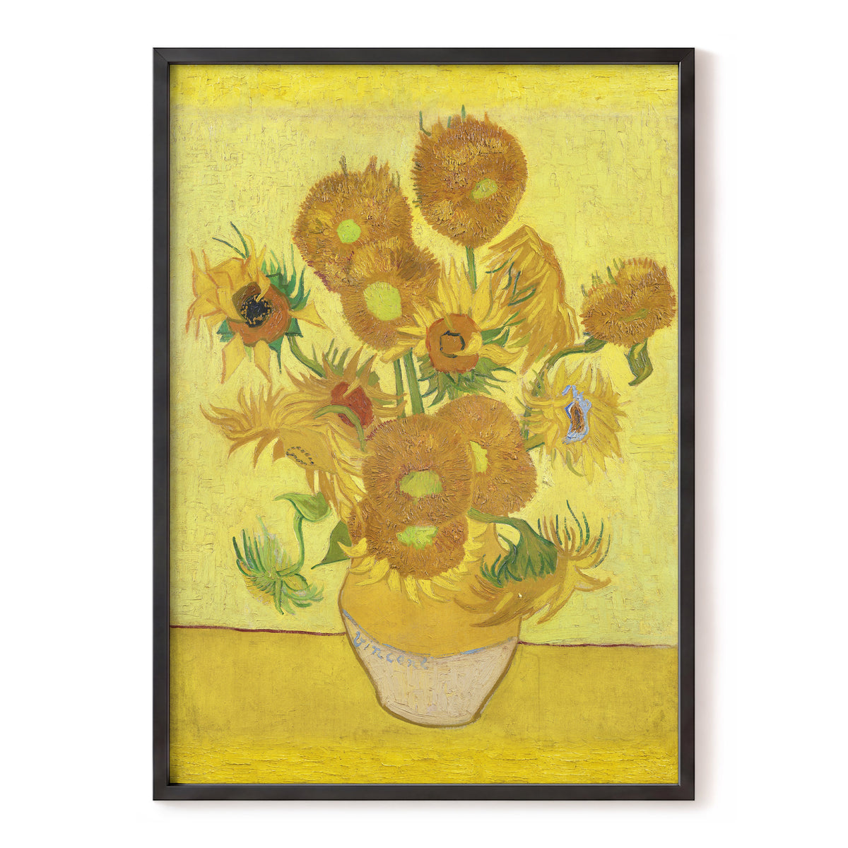 Golden Sunflower Chorus, yellow, gold, brown floral wall art, front artwork view
