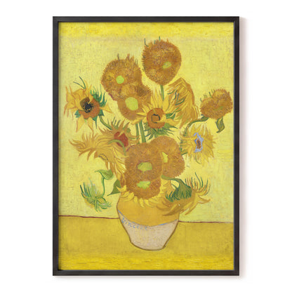 Golden Sunflower Chorus, yellow, gold, brown floral wall art, front artwork view