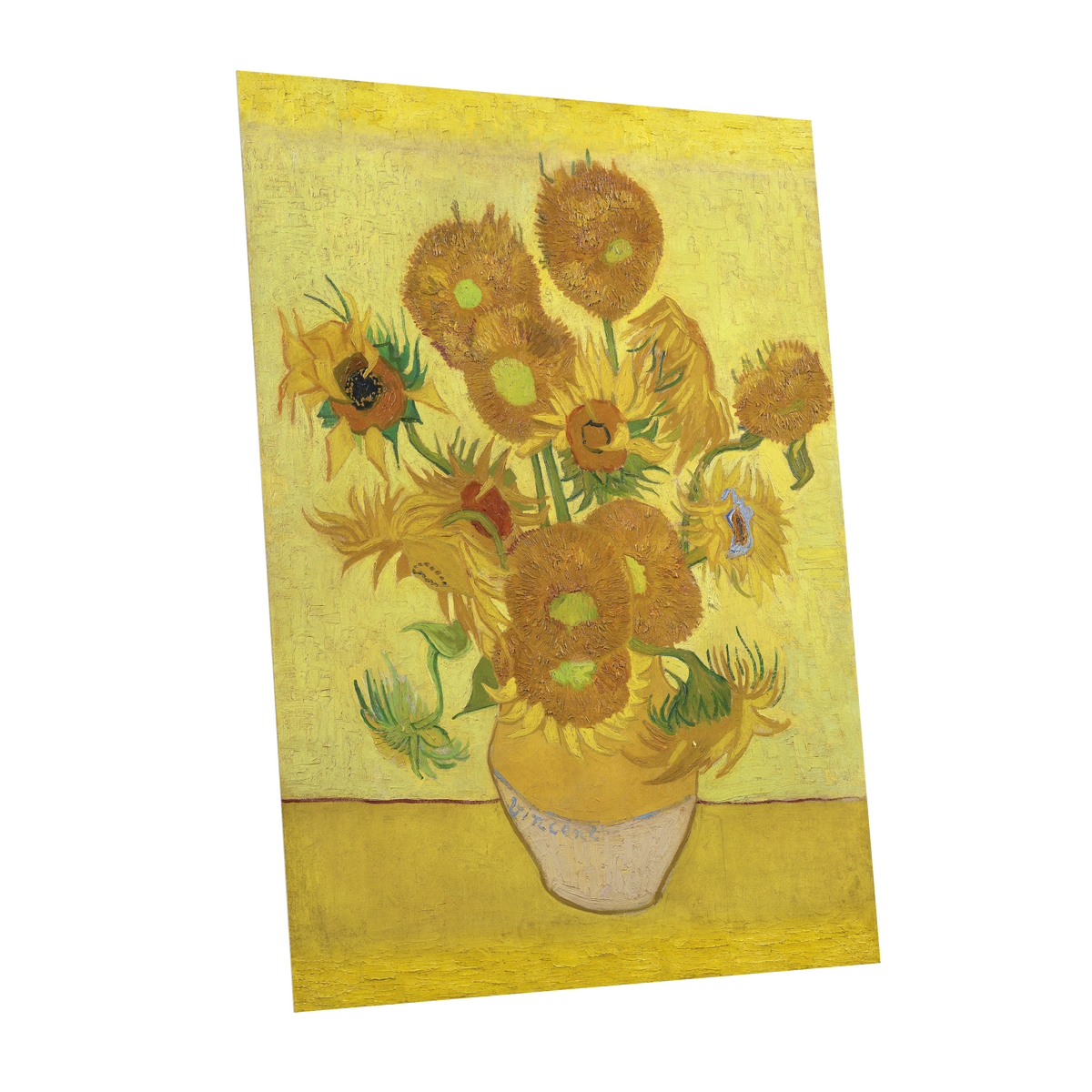 Golden Sunflower Chorus, yellow, gold, brown floral wall art shown as a unframed poster wall art print