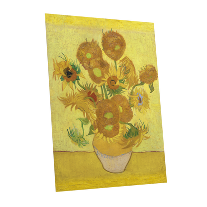 Golden Sunflower Chorus, yellow, gold, brown floral wall art shown as a unframed poster wall art print