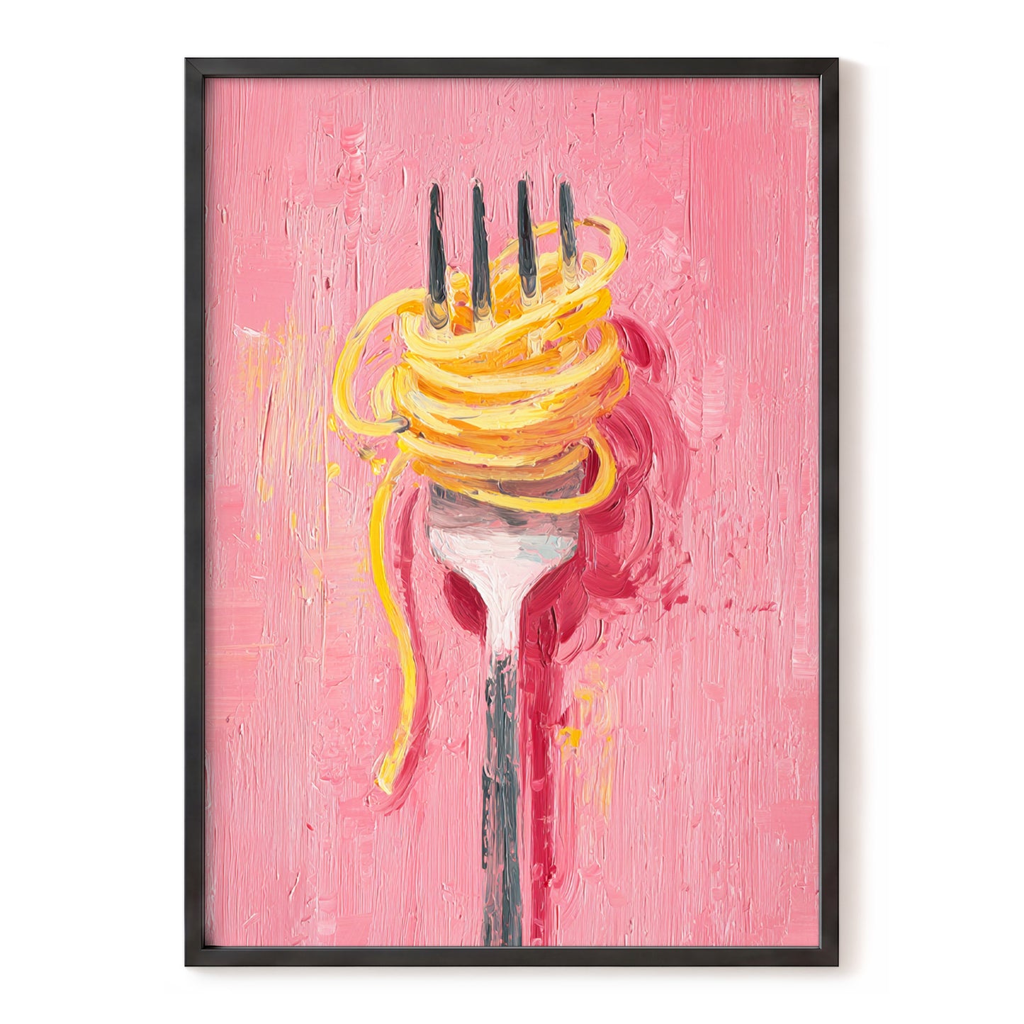 Golden Twirl, pink, gold, orange minimalist wall art, front artwork view