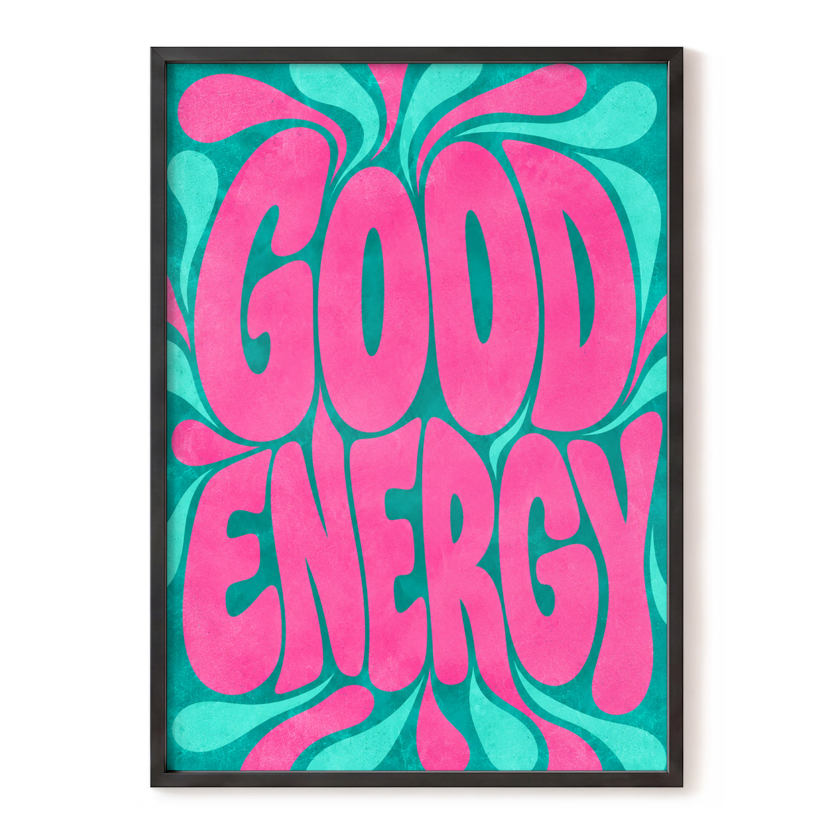Good Energy Groove, pink, green abstract wall art, front artwork view