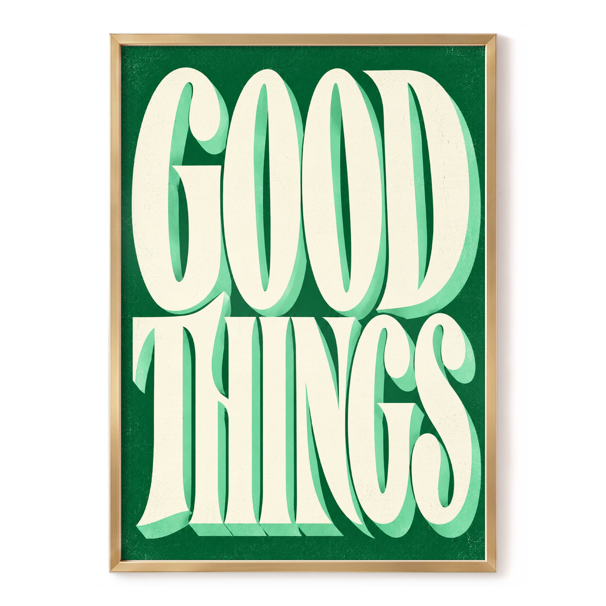 Good Things in Green, green, beige abstract wall art, front artwork view