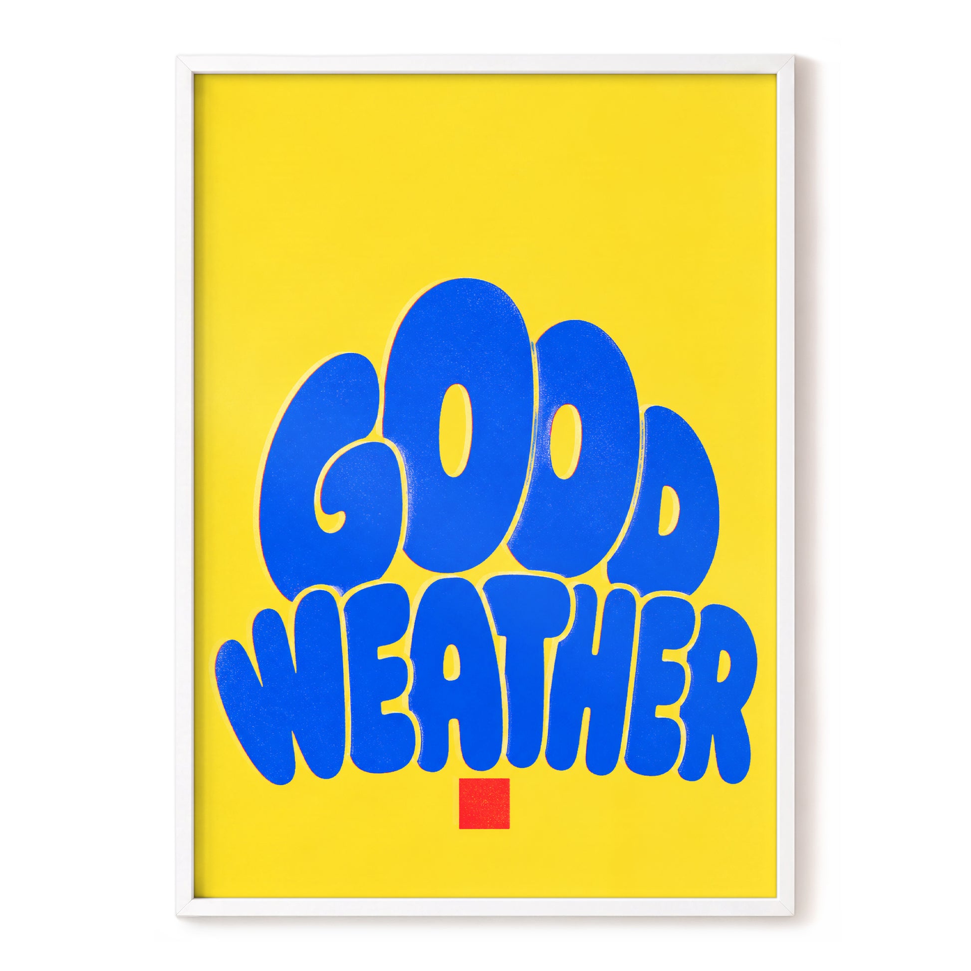 Good Weather Glow, blue, yellow, red minimalist wall art, front artwork view