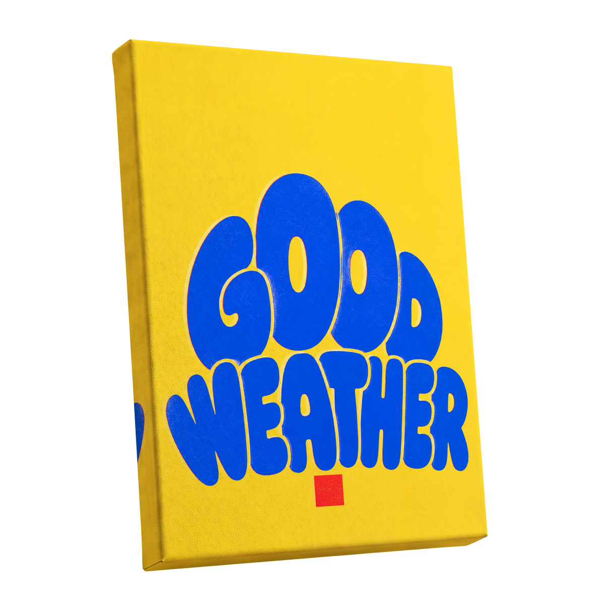 Good Weather Glow, blue, yellow, red minimalist wall art shown as a stretched canvas wall art