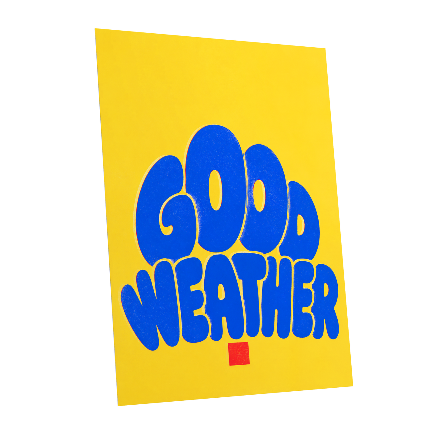 Good Weather Glow, blue, yellow, red minimalist wall art shown as a unframed poster wall art print