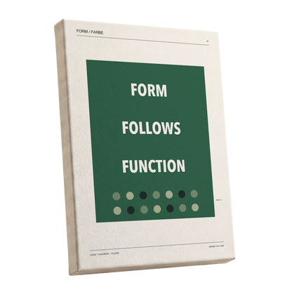 Green Type Sequence, green, beige, black minimalist wall art shown as a stretched canvas wall art