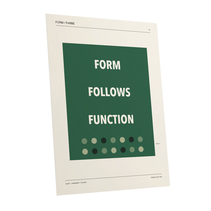 Green Type Sequence, green, beige, black minimalist wall art shown as a unframed poster wall art print
