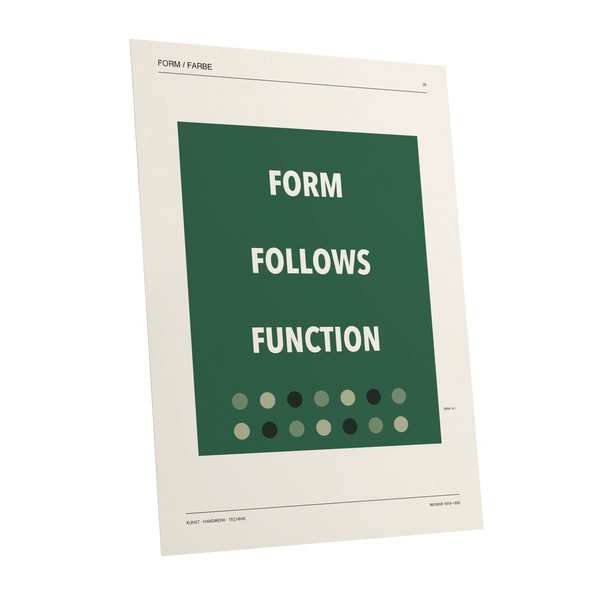 Green Type Sequence, green, beige, black minimalist wall art shown as a unframed poster wall art print
