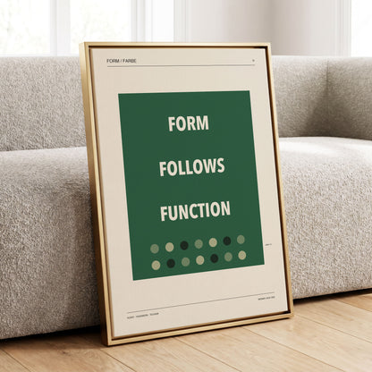 Green Type Sequence, green, beige, black minimalist wall art displayed in a styled interior, gallery view 1