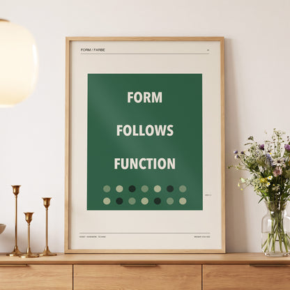 Green Type Sequence, green, beige, black minimalist wall art displayed in a styled interior, gallery view 4