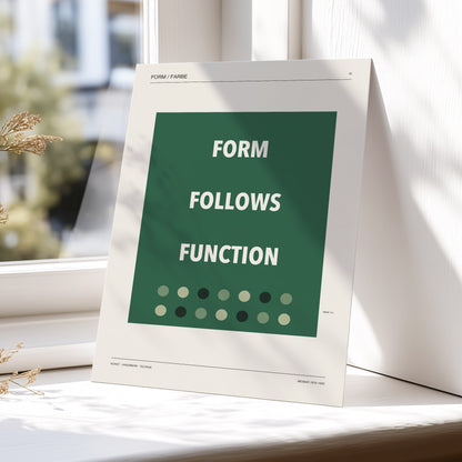 Green Type Sequence, green, beige, black minimalist wall art displayed in a styled interior, gallery view 5