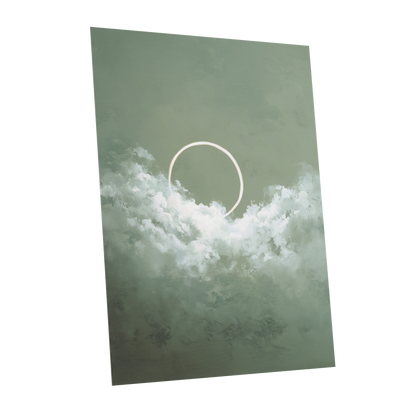 Halo in Sage Skies, green, white, beige nature wall art shown as a unframed poster wall art print