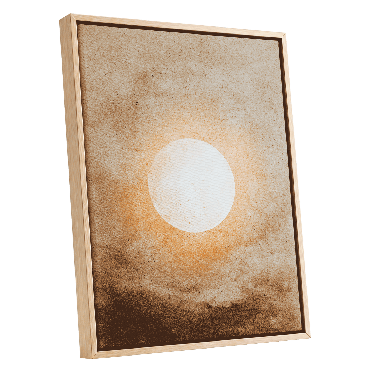 Halo Over Amber – oak framed canvas option