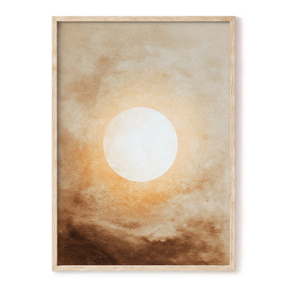 Halo Over Amber – beige, white, orange nature wall art, front view