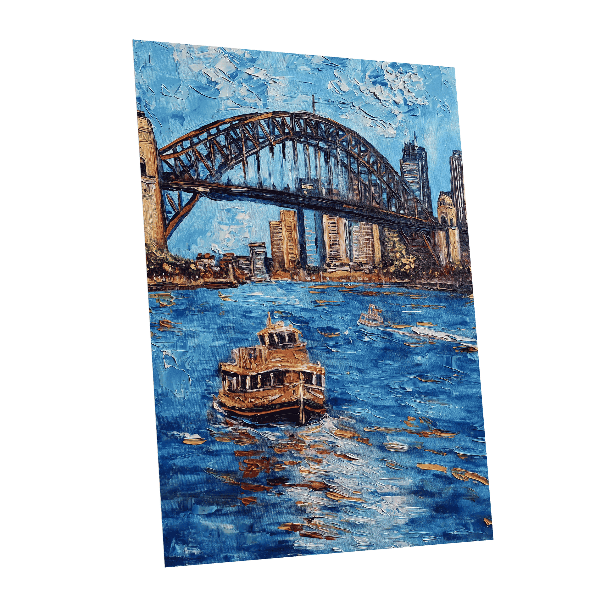 Harbour in Motion, blue, black, brown abstract wall art shown as a unframed poster wall art print
