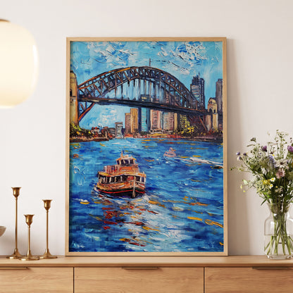 Harbour in Motion, blue, black, brown abstract wall art displayed in a styled interior, gallery view 5