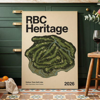 Harbour Links Heritage, green, beige, black nature wall art on canvas displayed in a styled interior, gallery view 1