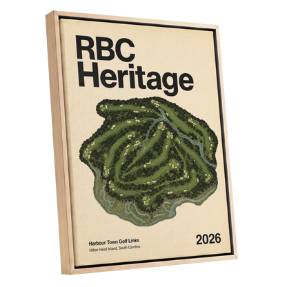 Harbour Links Heritage, green, beige, black nature wall art shown as a oak framed canvas wall art