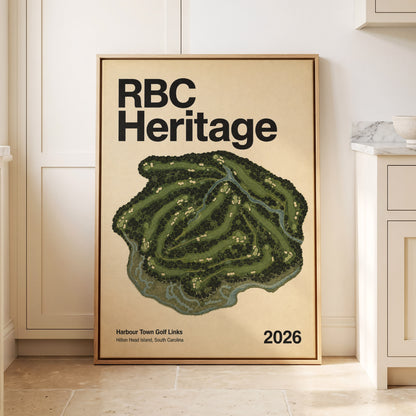 Harbour Links Heritage, green, beige, black nature wall art displayed in a styled interior, gallery view 1