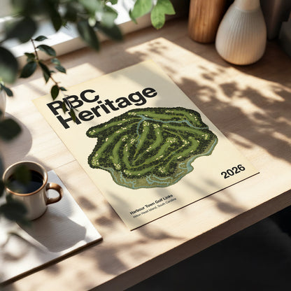 Harbour Links Heritage, green, beige, black nature wall art displayed in a styled interior, gallery view 2