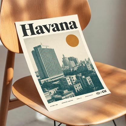 Havana Urban Sun, beige, gold, green minimalist wall art displayed in a styled interior, gallery view 3