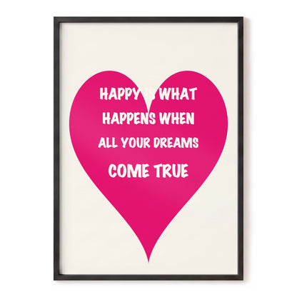 Heart Full of Dreams, pink, beige, white minimalist wall art, front artwork view
