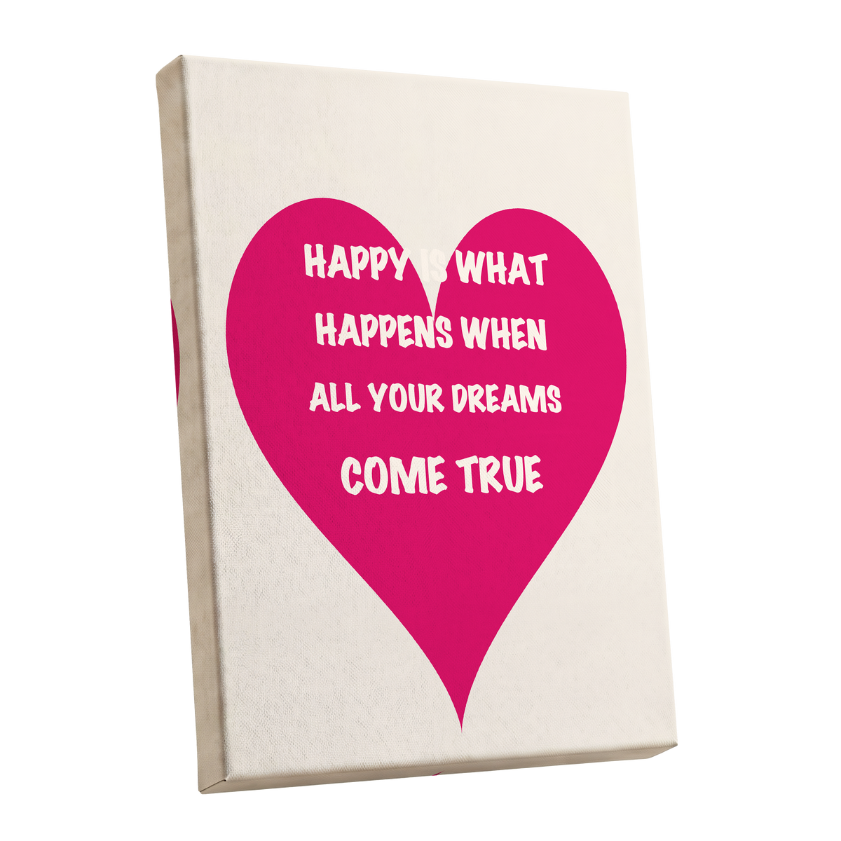 Heart Full of Dreams, pink, beige, white minimalist wall art shown as a stretched canvas wall art