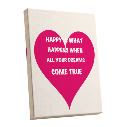 Heart Full of Dreams, pink, beige, white minimalist wall art shown as a stretched canvas wall art