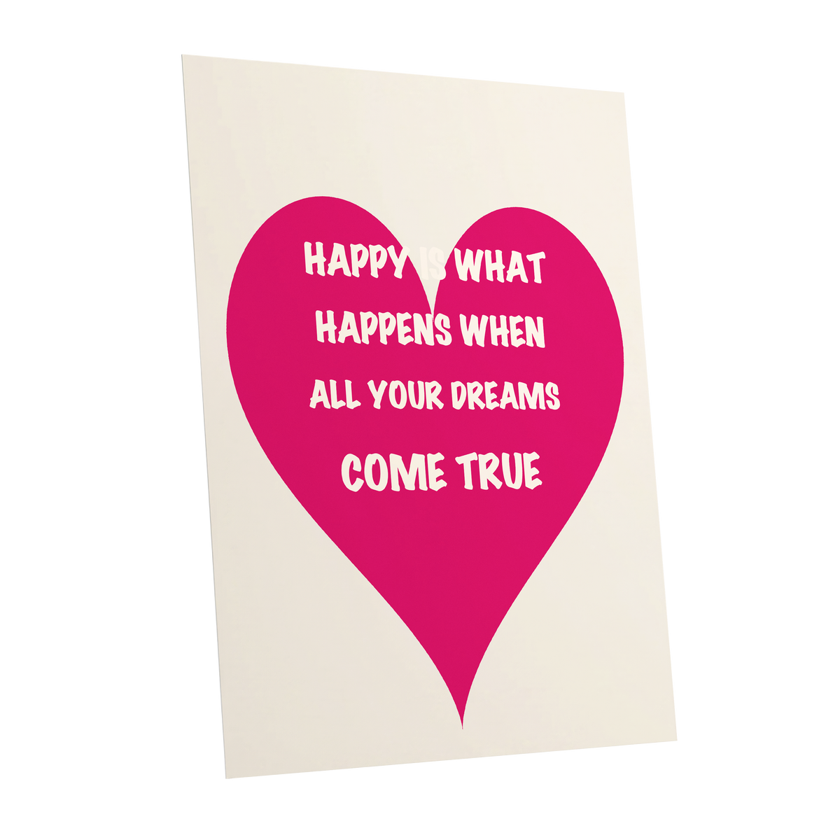 Heart Full of Dreams, pink, beige, white minimalist wall art shown as a unframed poster wall art print