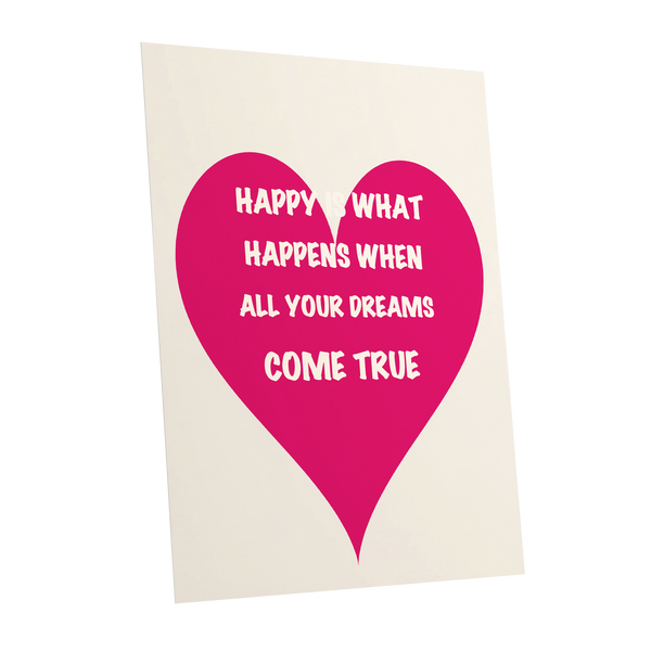 Heart Full of Dreams, pink, beige, white minimalist wall art shown as a unframed poster wall art print