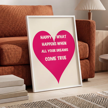 Heart Full of Dreams, pink, beige, white minimalist wall art displayed in a styled interior, gallery view 2